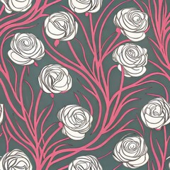 Flowing Rose Blossom Seamless Pattern
