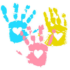 Colorful Handprints Love Sign Illustration Vibrant Colors