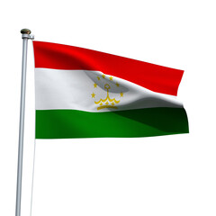 Kurdish flag on a pole waving isolated on white background