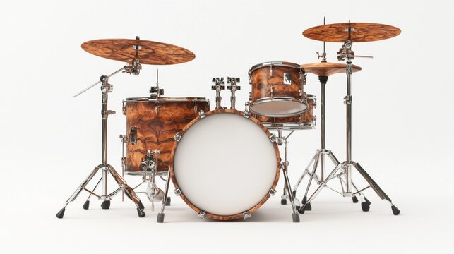 A drum set isolated on a white background.