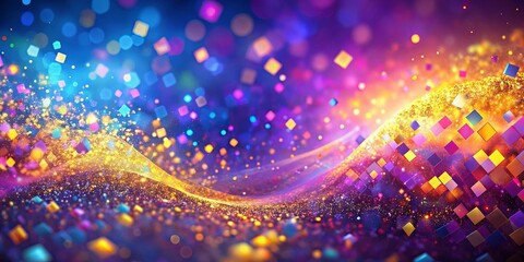 Abstract Vibrant Geometric Wave with Sparkling Gold Dust