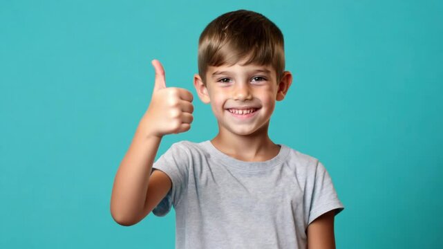 Smiling Teenager Boy Giving Thumbs up With Approval Gesture Indoors Generative AI