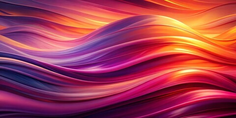 Obraz premium Abstract Wavy Liquid Gradient in Vibrant Hues of Purple, Pink, and Orange