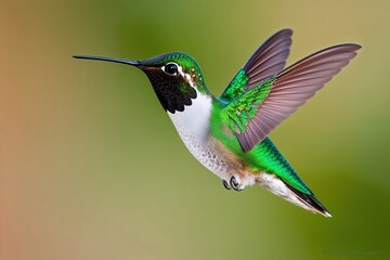 Fototapeta premium Vibrant Emerald Hummingbird Closeup Against a Simple Background