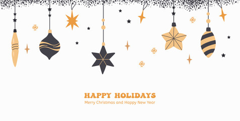 Christmas background banner card illustration with christmas tree decorations