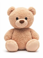 Obraz premium Front view illustration of an adorable teddy bear plush toy with soft fur and button eyes, set against a white background.