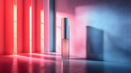 Modern Beauty Product Placement with Elegant Design in a Stylish Interior Featuring Soft Lighting and Vibrant Color Gradients