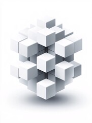 Obraz premium graphic featuring identical stacked cubes in a symmetrical arrangement, illustrating the concept of uniformity and precision in design, isolated on white.