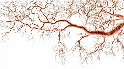 Fototapeta premium Isolated on a white background, this detailed anatomical illustration showcases the intricate network of human veins, highlighting their branches and connections.
