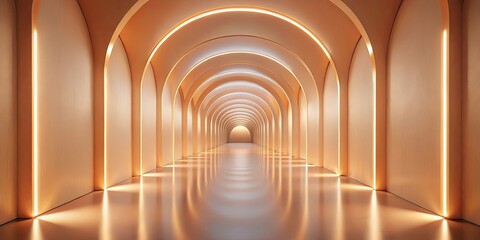 A luminous corridor of arches, seamlessly blending golden light and textured walls, creates an immersive and architectural experience.
