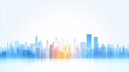Fototapeta premium Stunning High Definition City Skyline with Diverse Architecture Featuring a Vibrant Horizon and Modern Buildings Against a Soft Gradient Background
