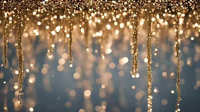 Golden Bokeh Lights  Abstract Background with Blurred  Holiday Decoration