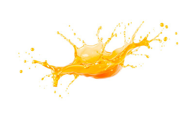 A splash of orange juice in motion, vibrant and semi-transparent to overlay on other images