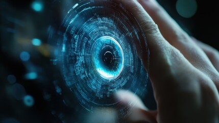 Digital Eye Interface: A Hand Interacting with a Futuristic Interface