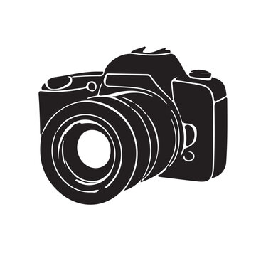 recommend clip art: Black and white camera silhouette