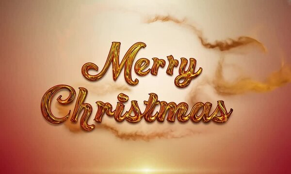 Merry Christmas text with animated, swirling cinnamon and pine scents that waft from the letters. A warm, subtle gradient background adds to the cozy, holiday feel while keeping focus on the text.