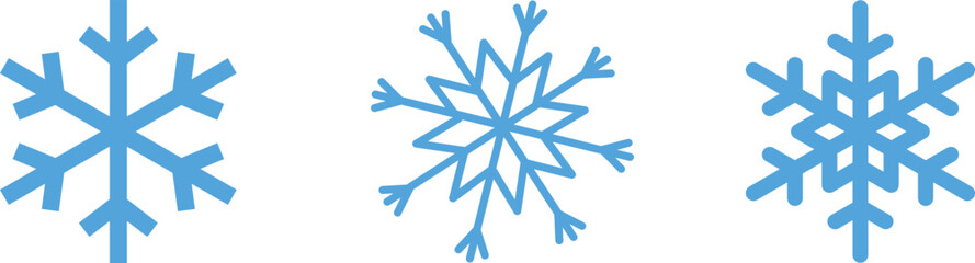 Blue snowflake icon set isolated vector illustration