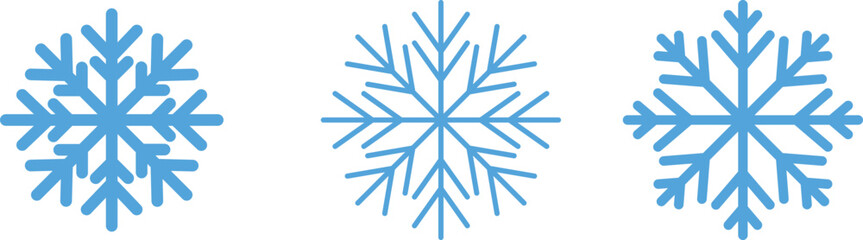 Blue snowflake icon set isolated vector illustration