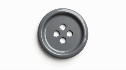 Detailed Realistic Gray Plastic Button Isolated on White Background