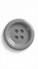 Realistic Gray Plastic Button Isolated On White Background