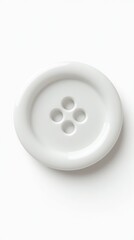 Realistic White Plastic Sewing Button Isolated on White Background