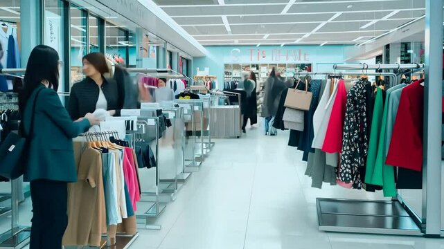 Diverse Shoppers Buying Clothes at a Retail Fashion Store Checkout Generative AI