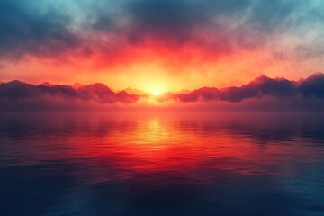 Naklejka premium Sunrise Over Mountain Lake