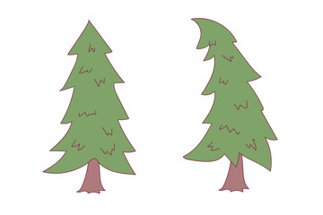 cartoon trees isolated on white illustration