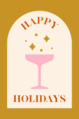 Happy holidays. Christmas vector greeting card.