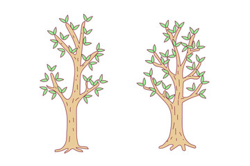 Fototapeta premium cartoon trees isolated on white illustration