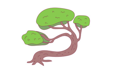 cartoon tree isolated on white illustration