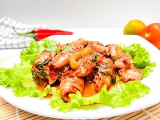 Sambal Sotong is Malaysian Dish Made From Squid in Chili Paste.
