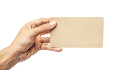 Fototapeta premium Hand holding clean note on white transparent background