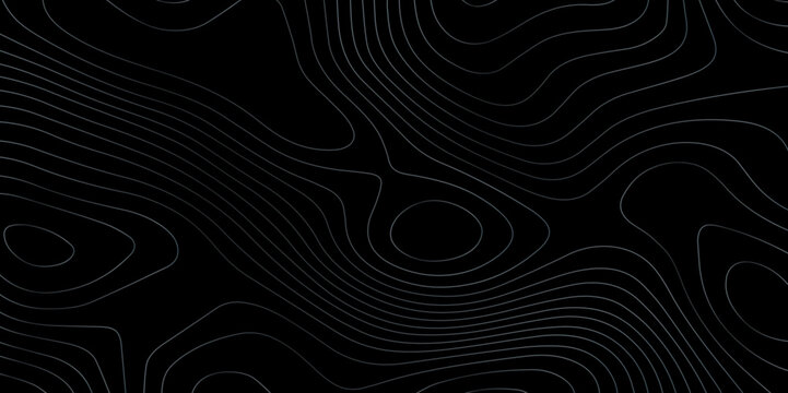 Abstract gradient multicolor on black background with Topographic line map pattern, Topographic map lines, contour background, wavy and curved lines background, Geographic map.	