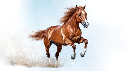 Obraz premium Majestic Chestnut Horse Galloping Dust and Motion Equine Power
