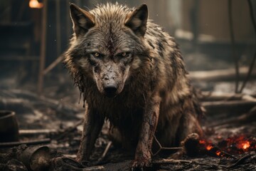 Fototapeta premium hurt wolf alone