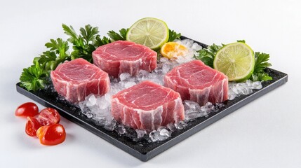 Fototapeta premium Fresh Tuna Steaks on Ice