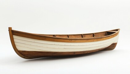 Wooden Rowboat on White Background