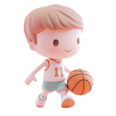 3D tiny cute basketball player