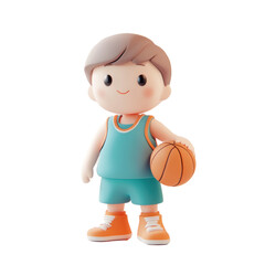 3D tiny cute basketball player