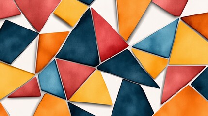 Fototapeta premium Abstract Geometric Triangle Mosaic Background Warm Colors Autumn Palette Design Element