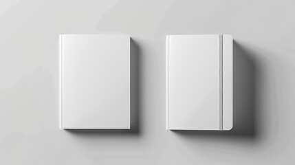 Two Blank White Books Mockup on Gray Background