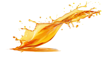 Splash of orange juice on white transparent background
