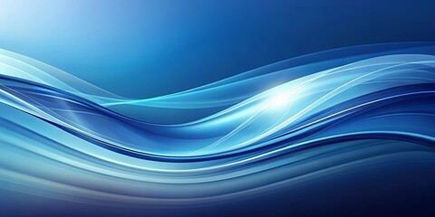 Naklejka premium Abstract Blue Waves with Glowing Lines and Smooth Curves, Flowing Dynamically on a Serene Background
