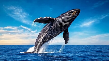Obraz premium Majestic Humpback Whale Breaching Ocean Wildlife Nature Marine Life