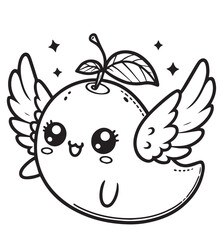 Coloring page design mango fly with wings 