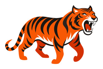 Tiger Roaring | isolated vector illustration on white background