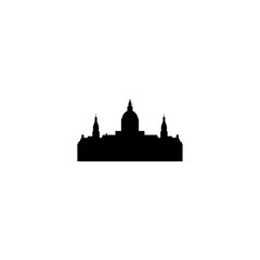 Palace vector icon. Isolated parliament, government, museum building clipart, black and white simple contour graphic for web, infographics