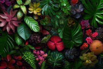 Obraz premium Close-Up of Lush Biodiverse Undergrowth Teeming with Life and Vibrant Flora