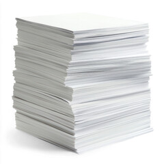 Reams of white printer paper neatly stacked. isolated on transparent background